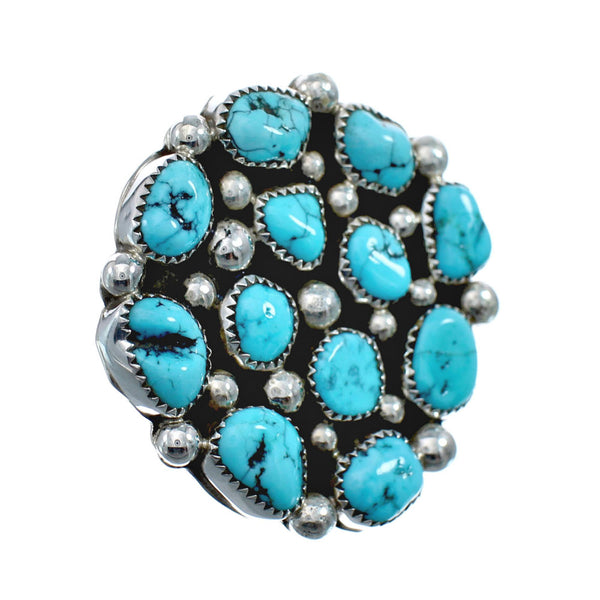 Native American Sterling Silver And Turquoise Ring Size 9-3/4 AX128338